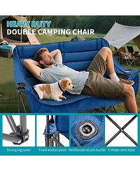 Aboron Oversized Padded Camping Chair - Heavy Duty Folding Outdoor Couch with Side Pocket and Cotton Padding for Patio and Sports