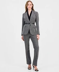 Anne Klein Womens Notched Collar Belted Jacket V Neck Sleeveless Knit Top Bootcut Pants