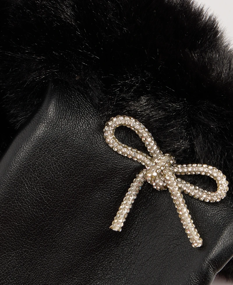 I.n.c. International Concepts Women's Bow Embellished Gloves with Faux-Fur Cuff, Macy's Exclusive