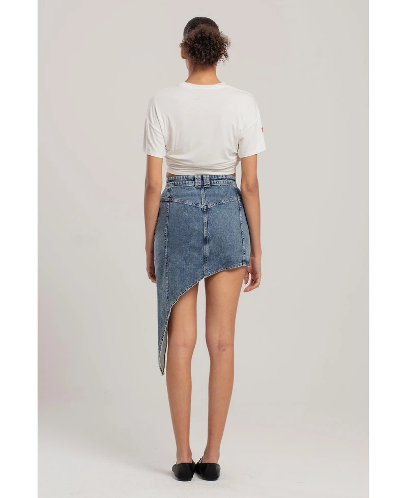 Pcfg Women's Free Heaven Cut Out Denim Skirt