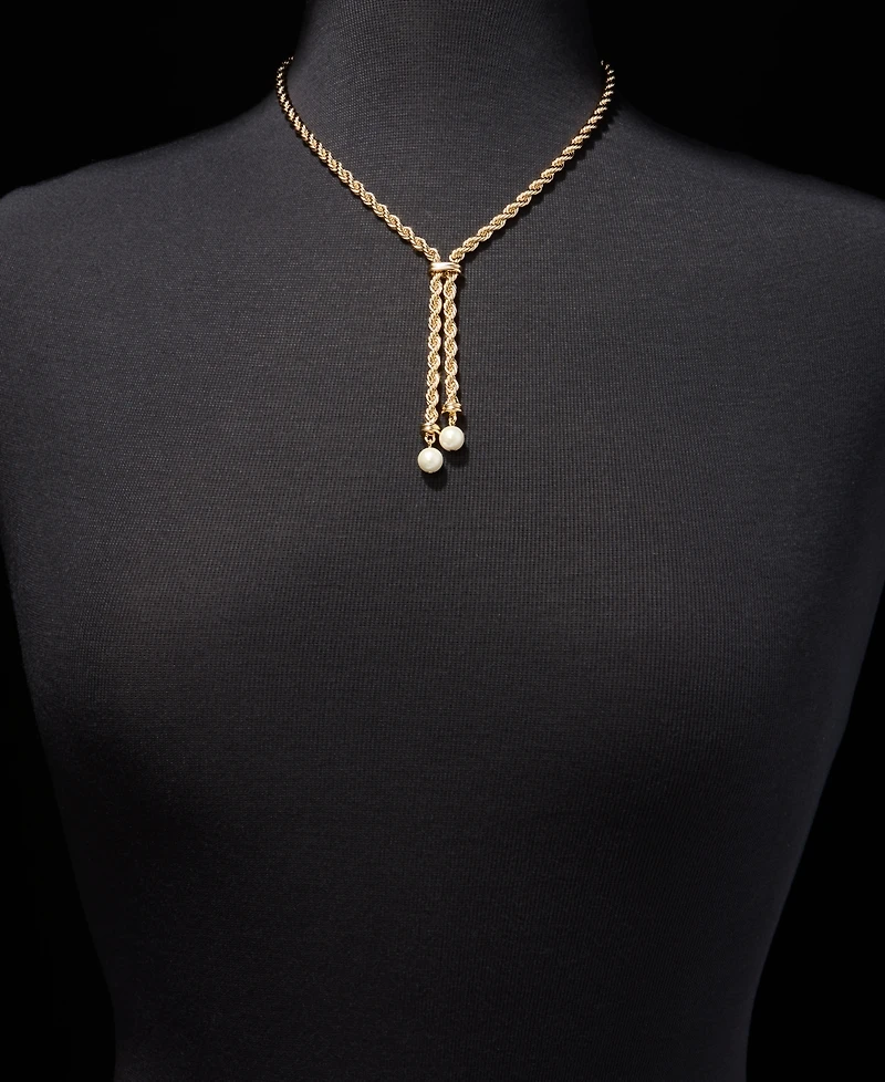 Lauren Ralph Lauren Imitation Pearl Rope Chain Lariat Necklace, 17"