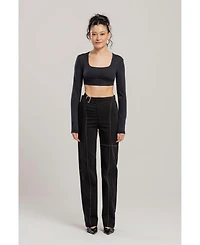 Pcfg Women's Free Heaven Stitch Detail Cotton-Blend Pants