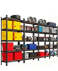 Set of 4 Storage Shelves, 72 Inch Black Heavy Duty Metal Shelving Unit with Adjustable Shelves for Basement, Warehouse, Pantry, Closet, Kitchen