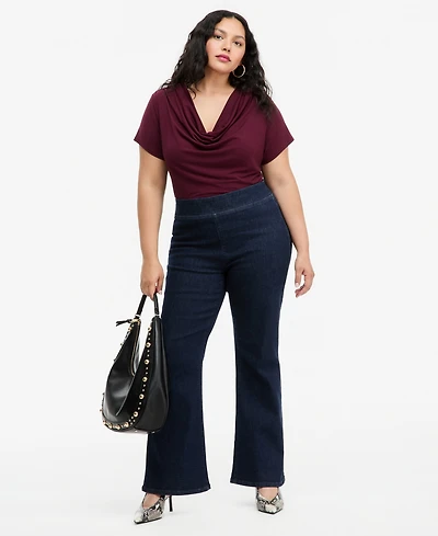 I.n.c. International Concepts Plus High-Rise Pull-On Flared Jeans, Macy's Exclusive