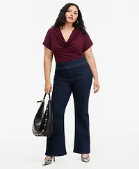 I.n.c. International Concepts Plus High-Rise Pull-On Flared Jeans, Macy's Exclusive