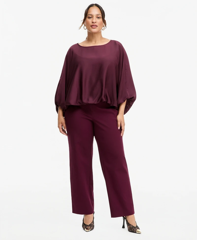 I.n.c. Plus Elbow Bbl Flow Raglan Short-Sleeve Wide-Neck Blouse, Macy's Exclusive