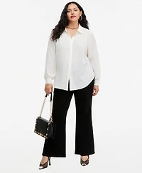 I.n.c. International Concepts Plus Long-Sleeve Button-Up Collared Tunic, Macy's Exclusive