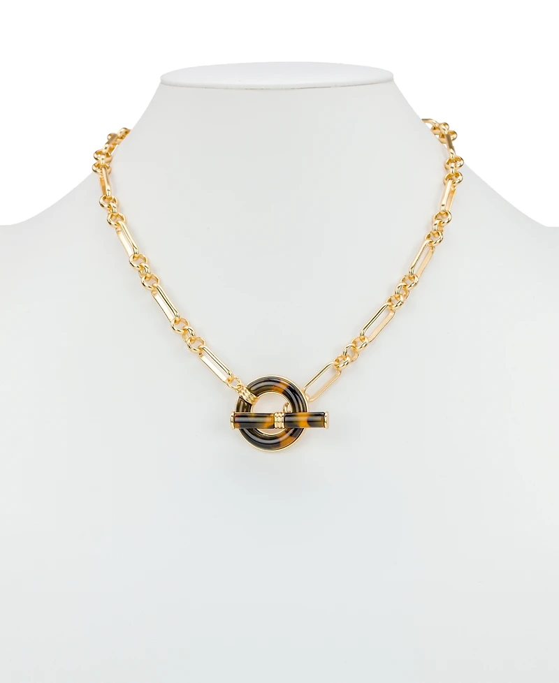 Patricia Nash Pave Tortoise Resin Collection Toggle Necklace