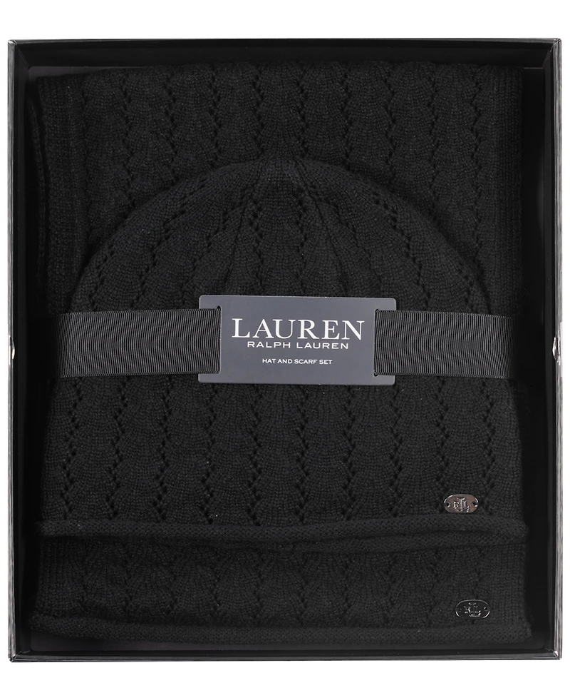 Lauren Ralph Knit Beanie and Scarf Set