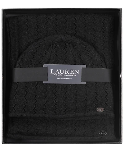 Lauren Ralph Knit Beanie and Scarf Set