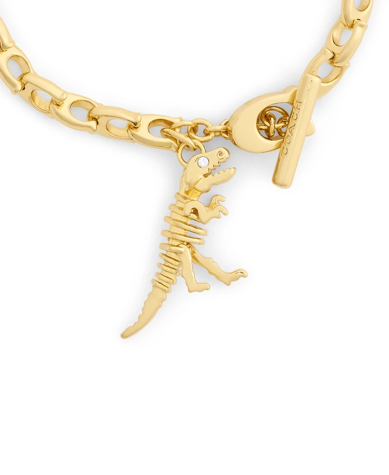 Coach Faux-Stone Skeletal Rexy C Chain Bracelet