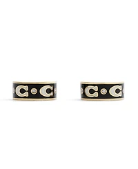 Coach Faux-Stone Signature C Enamel Huggie Earrings