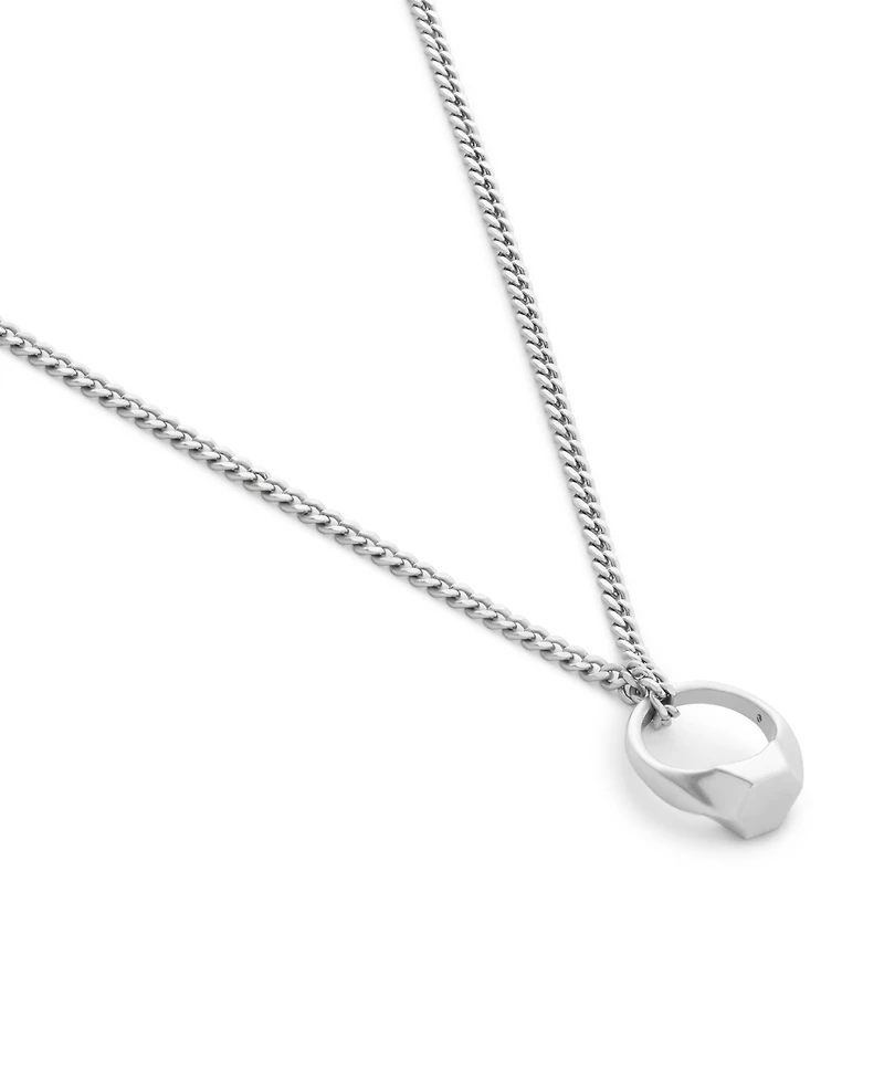 Coach Antique Silver Runway Signature Signet Ring Pendant Necklace