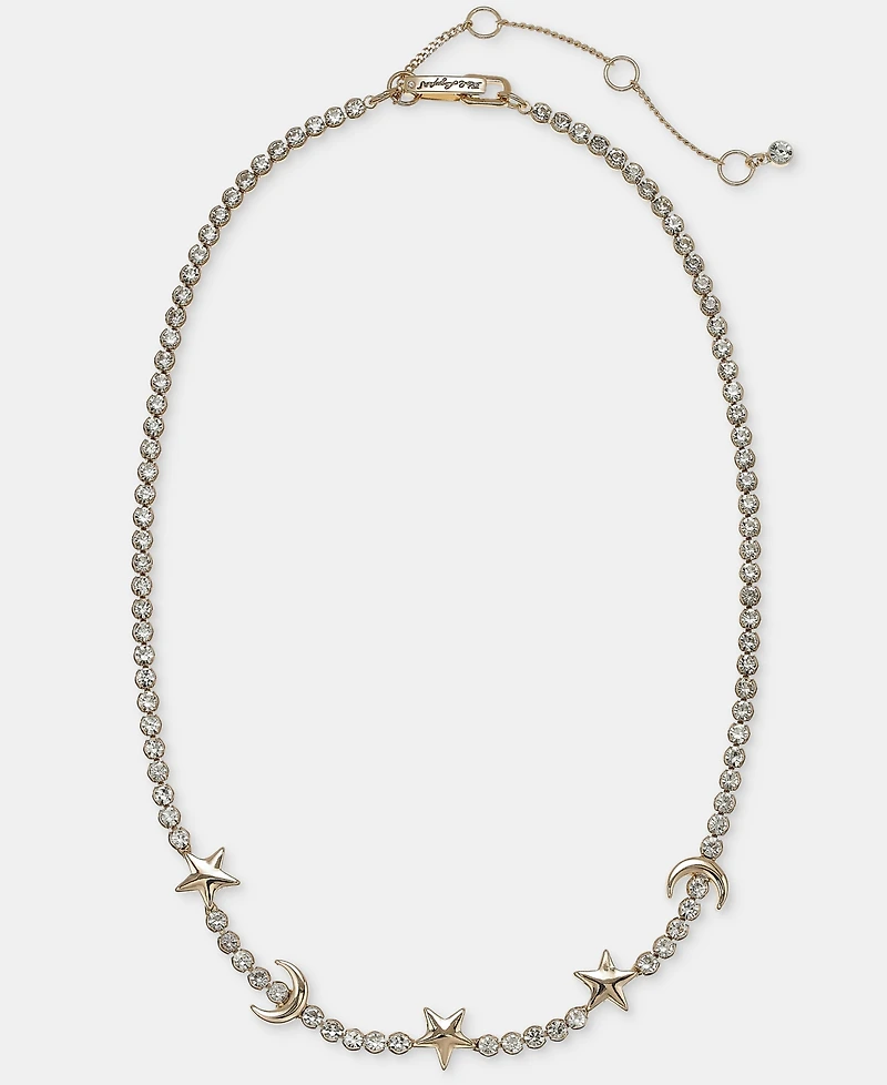 Karl Lagerfeld Paris Crystal Star & Moon Collar Necklace, 16" + 3" extender