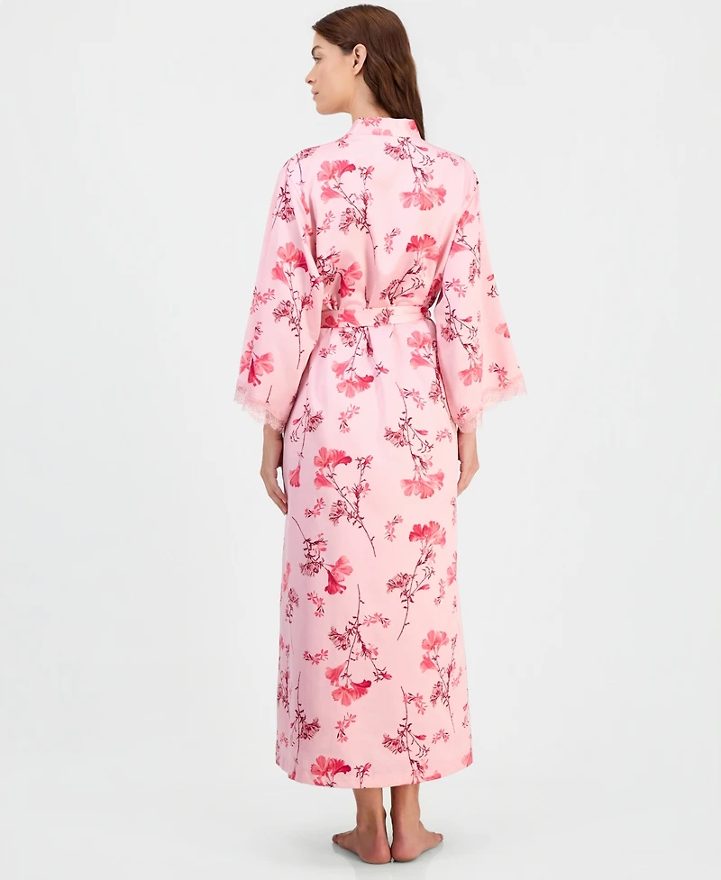I.n.c. International Concepts Women's Lace-Trim Satin Robe, Exclusively at Macy's