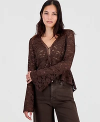 And Now This Women's Lace Bell-Sleeve Button-Front Top, Macy's Exclusive
