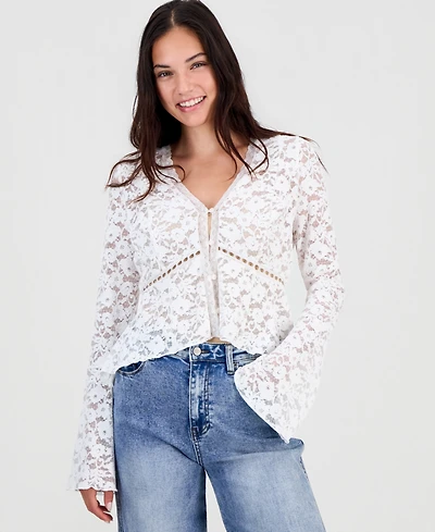 And Now This Women's Lace Bell-Sleeve Button-Front Top, Macy's Exclusive