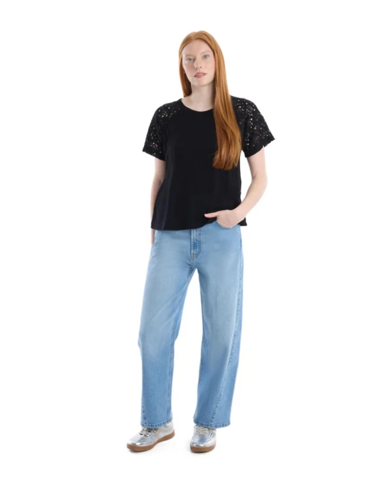 Wilt Women's Lace Raglan Sleeve Tee
