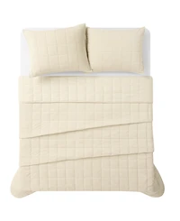 Brooklyn Loom Matte Cotton Velvet Box Stitch -Piece Quilt Set