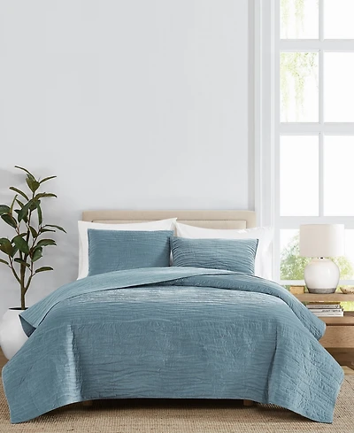 Royal Velvet Wavy Cotton Matte 3-Piece Quilt Set, Full/Queen