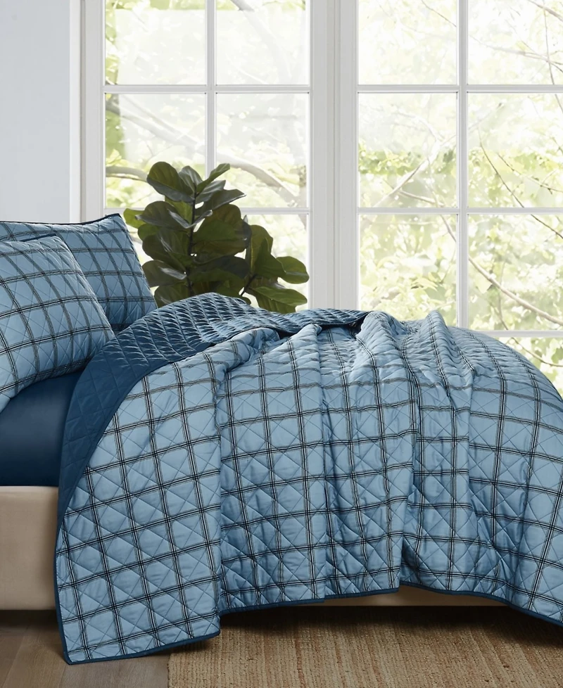 Cannon Luka Grid Plaid 2-Piece Quilt Set, Twin/Twin Xl