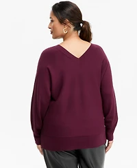 I.n.c. International Concepts Plus Double V V-Neck Dolman Sweater, Macy's Exclusive