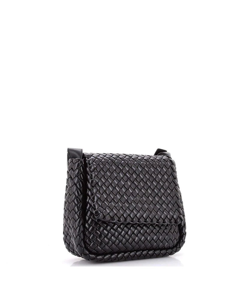 Pre-Owned Bottega Veneta Small Cobble Flap Shoulder Bag Padded Intrecciato Leather
