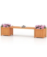 Gymax Wood Outdoor Planter Boxes with Detachable Bench 2 Elevated Mini Planters Patio