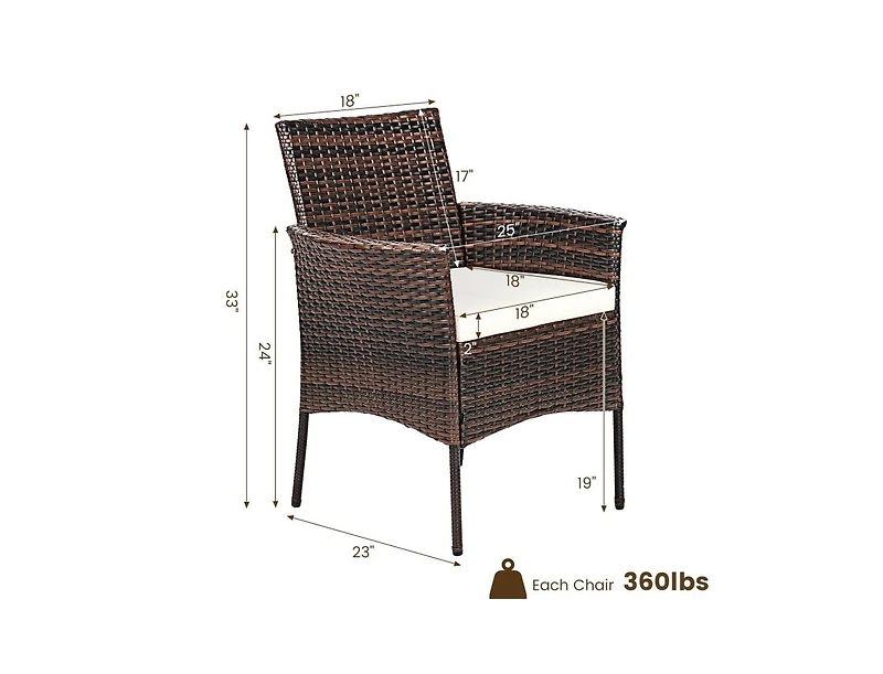 Mondawe 2 Pieces Outdoor Pe Rattan Armchairs with Removable Cushions