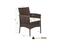 Mondawe 2 Pieces Outdoor Pe Rattan Armchairs with Removable Cushions