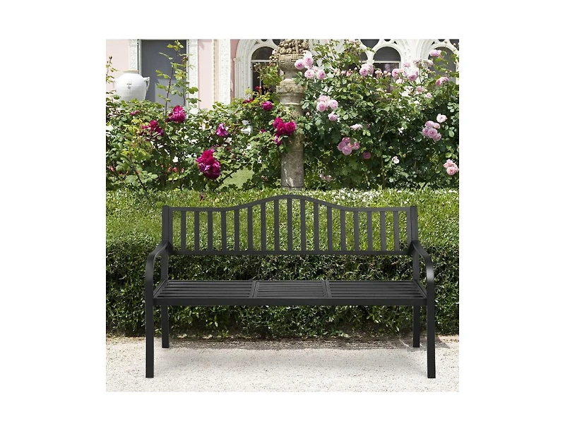 Mondawe Patio Garden Bench Steel Frame with Adjustable Center Table