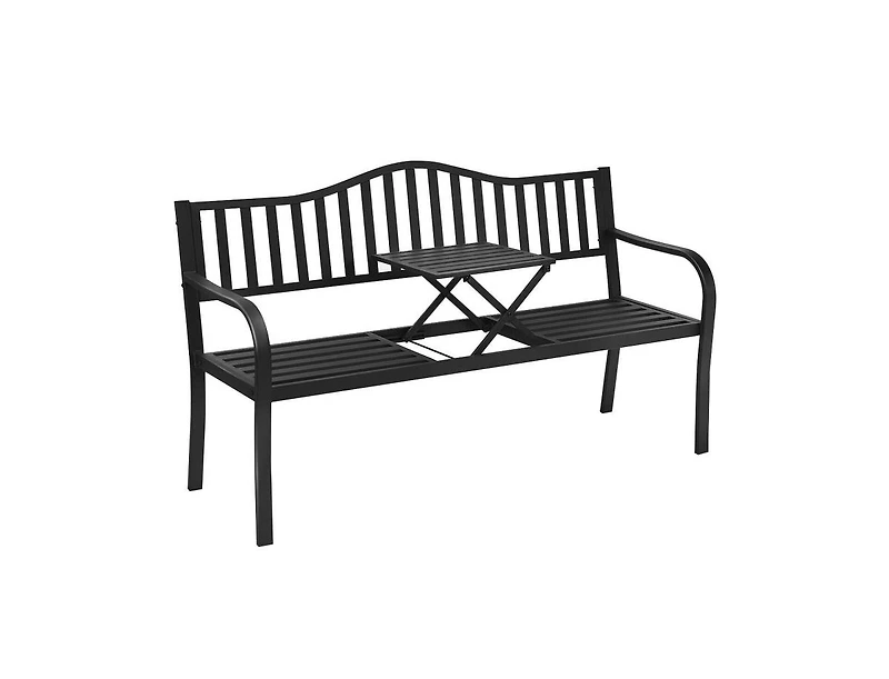 Mondawe Patio Garden Bench Steel Frame with Adjustable Center Table