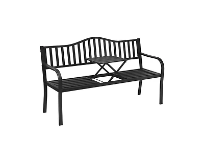 Mondawe Patio Garden Bench Steel Frame with Adjustable Center Table