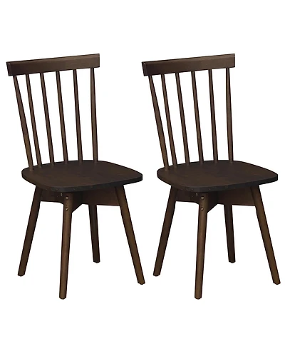 Gymax Dining Chairs Set of 2 Mid Century Rubber Wood Kitchen Swivel Seat Walnut