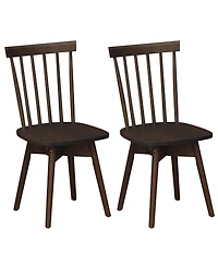 Gymax Dining Chairs Set of 2 Mid Century Rubber Wood Kitchen Swivel Seat Walnut