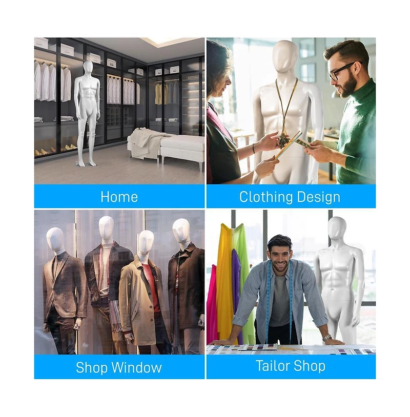 SereneLife Male Mannequin Torso Dress Form, Full Body Adjustable Stand