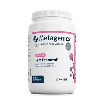 Metagenics Fem Prenatal - Prenatal Vitamin and Mineral Packs with Folate, Choline, Iron and Biotin - Supports Fetal and Brain Development