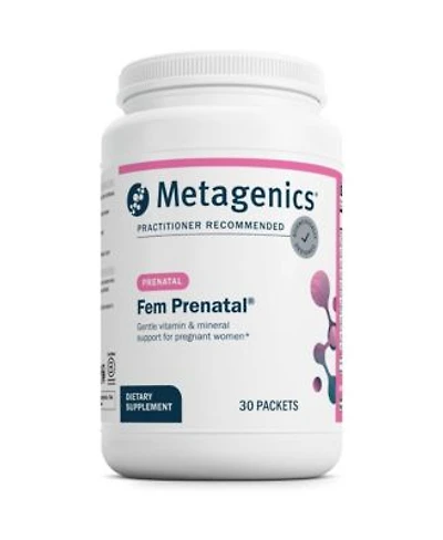 Metagenics Fem Prenatal Prenatal Vitamin Mineral Packs With Folate Choline Iron Biotin Supports Fetal Brain Development 30 Packets