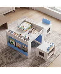 Slickblue Multi-Purpose Kids Table and Chairs Set with Reversible Tabletop