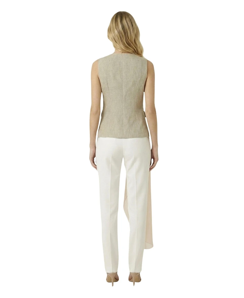 Modenaire Women's Tailored Sleeveless V-Neck Button-Front Vest