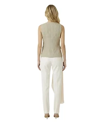 Modenaire Women's Tailored Sleeveless V-Neck Button-Front Vest