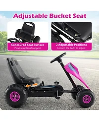 Gymax Pedal Go Kart for Kids 4-Wheel Ride On Toy with Steering Wheel and Safe Handbrake