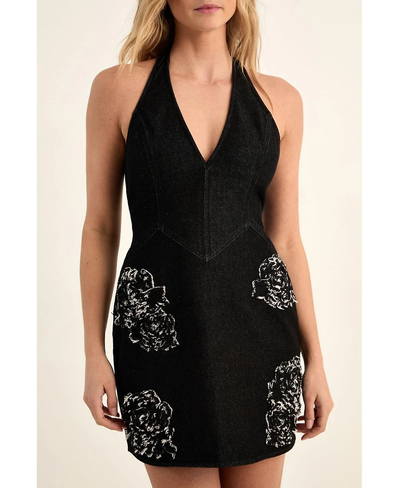 Nasty Gal Women's Denim Halterneck Mini Dress