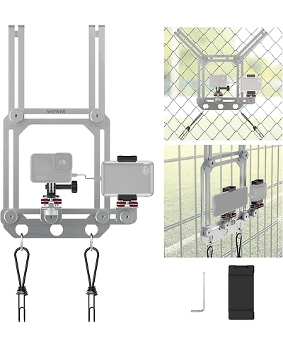 Neewer Phone Fence Mount with Phone Holder for Game Changer Mounting, Shock Absorbing Baseball Tennis Court Chain Link for Mevo Start