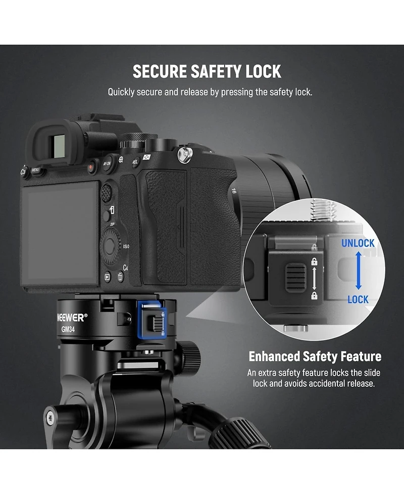 Neewer GM34 Camera Mounting Accessory with 11lb, 5kg for Arca Swiss Camera Clip