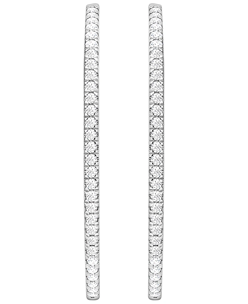 Macy's Diamond Hoop Earrings (1 ct. t.w.) 14k White Gold