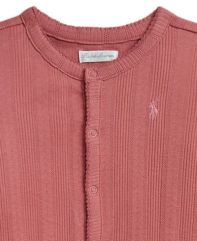 Polo Ralph Lauren Baby Girls' Pointelle Knit Cotton Footed Coverall