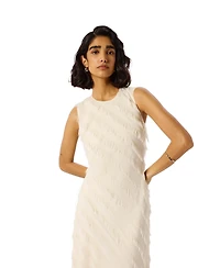 Whistles Women's Fringe Textured Midi Dress
