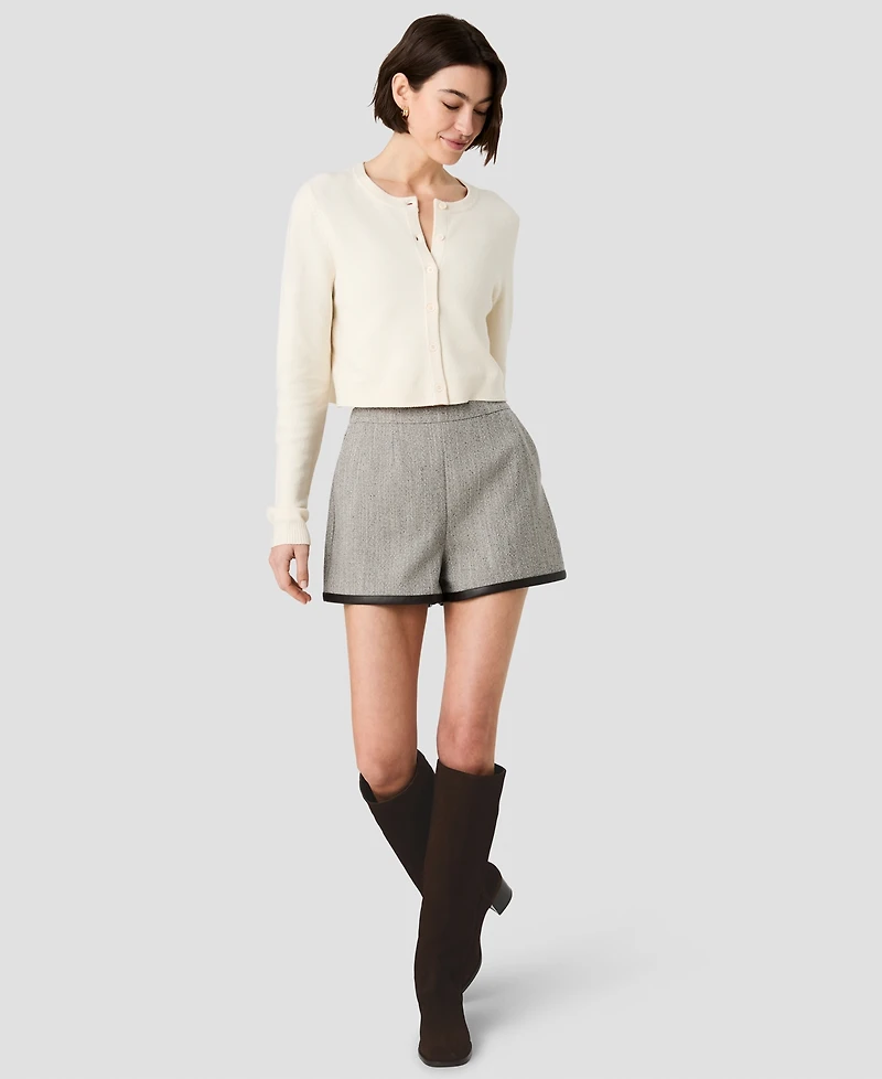 French Connection Women's Speckled Herringbone Mid-Rise Shorts