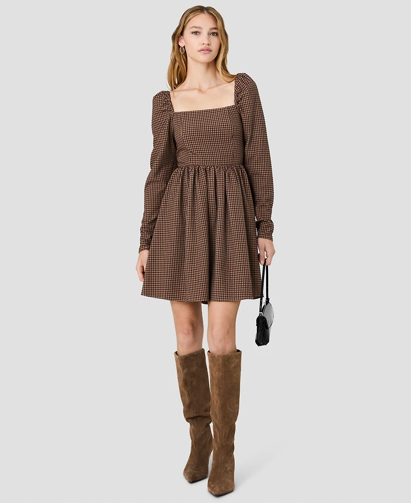 French Connection Women's Diana Square Neck Long-Sleeve Fit-and-Flare Mini Dress